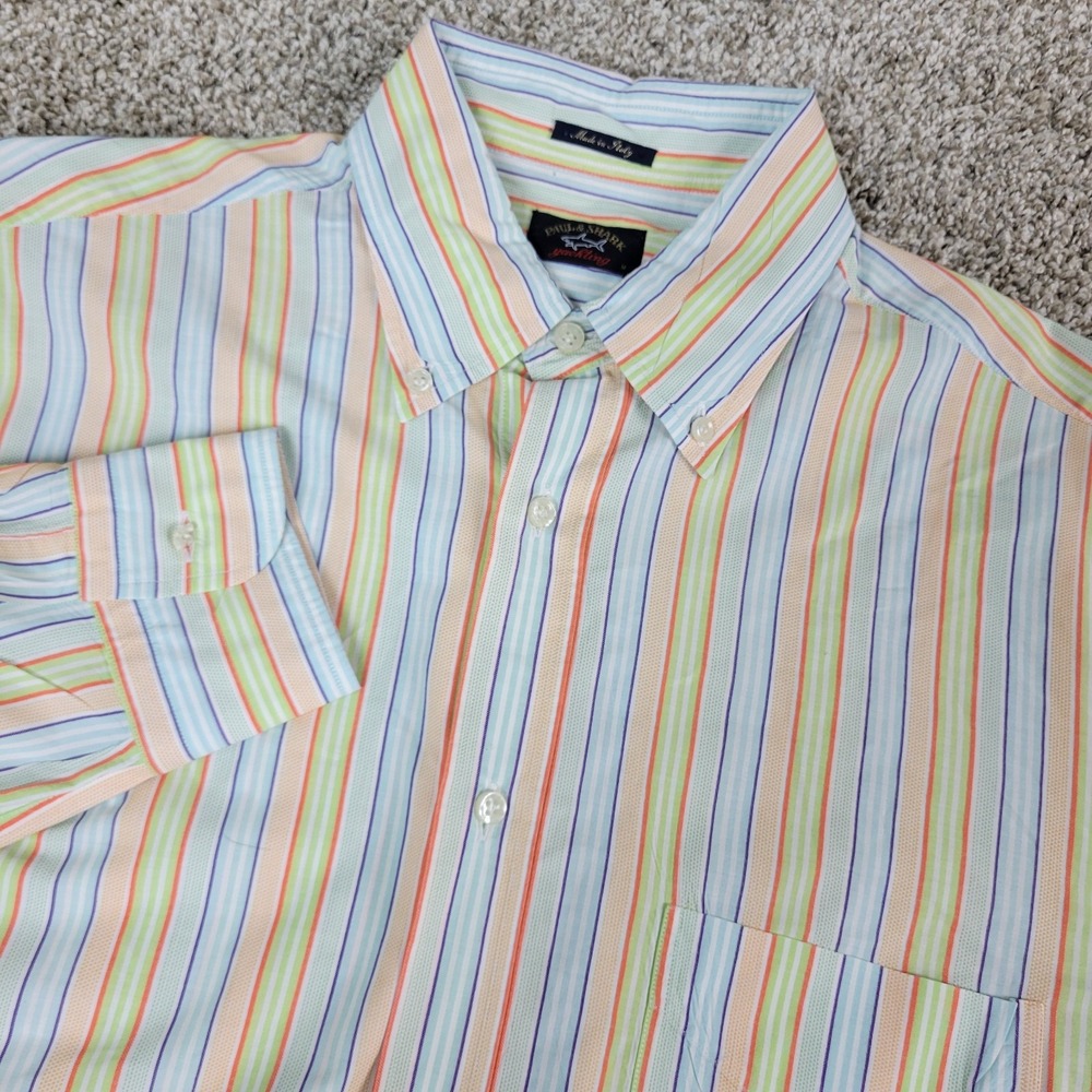 Paul‎ & Shark Yachting Mens Medium Multicolor Striped Button Down Long Sleeve